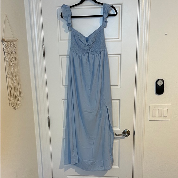 Dresses & Skirts - Chic Light Blue Maxi Dress with Ruffle Straps